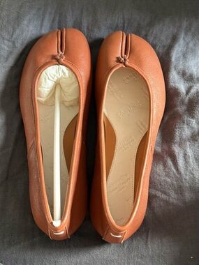 Maison Martin Margiela Tan Leather Tabi Ballet Flats